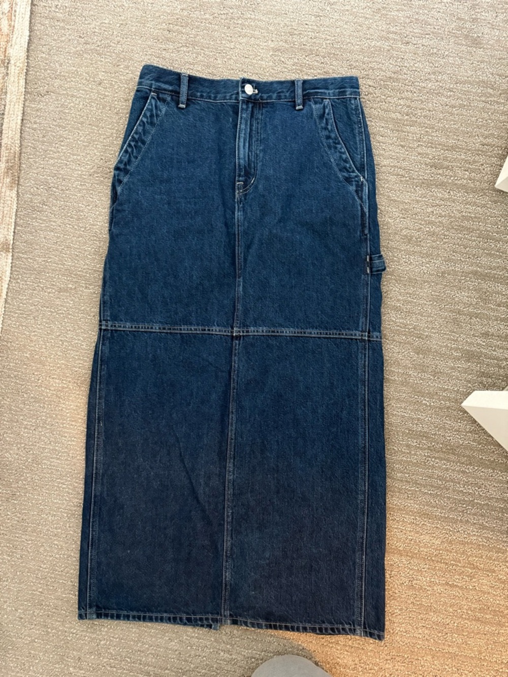 Madewell Cargo Dark Blue Denim Midi Skirt